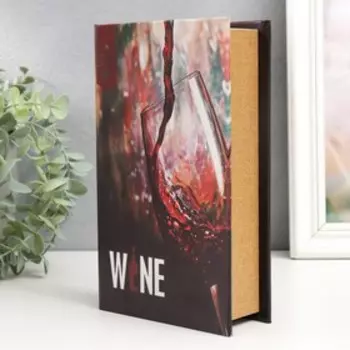 Шкатулка книга-сейф «Вино», дерево, искусственная кожа, 21135 см