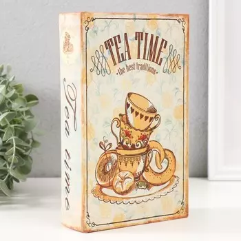 Шкатулка книга-сейф «Время для чая», дерево, искусственная кожа, 21135 см