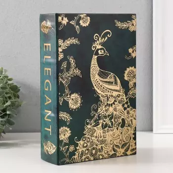 Шкатулка книга-сейф «Золотой павлин», дерево, искусственная кожа, тиснение, 27187 см