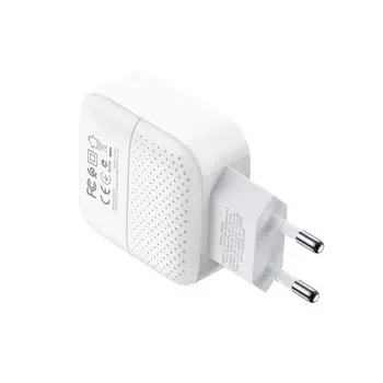 Сетевое зарядное устройство Borofone BA46A, USB QC3.0 3 А, Type-C PD 3 А, белое
