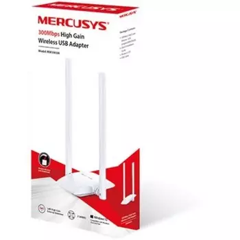 Сетевой адаптер WiFi Mercusys MW300UH N300 USB 2.0 (ант.внеш.несъем.) 2ант.