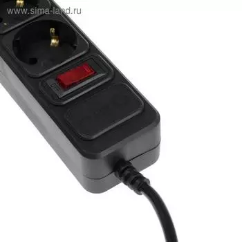 Сетевой фильтр 5bites SP5B-110 5S, 5 розеток, 1 м, 10 А, 3х0.75 мм2, с выкл., черный