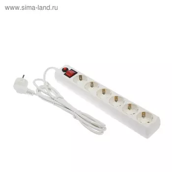Сетевой фильтр "Гарнизон", 6 розеток, 3 м, 10 А, 2200 Вт, с з/к, белый