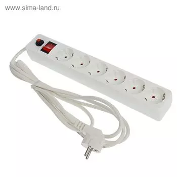 Сетевой фильтр UNIVersal 967U-3003, 6 розеток, 3 м, 10 А, ПВС 3x0.75, белый