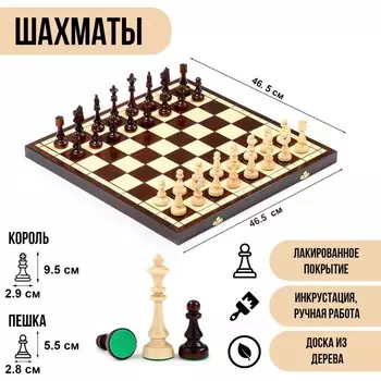 Шахматы деревянные большие «Клубные», 46.546.5 см, король 9.5 см