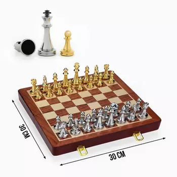Шахматы сувенирные, 3030 см, металлические фигуры