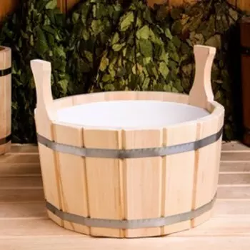 Шайка из липы, 8 л, круглая, пластиковая вставка
