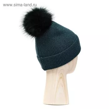 Шапка женская, размер one size, изумрудный