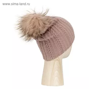Шапка женская, размер one size, серо-розовый