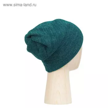 Шапка женская, размер one size, зелёный, серебряный