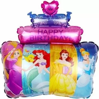 Шар фольгированный 31" фигура "Принцессы Диснея, с Днем Рождения!"