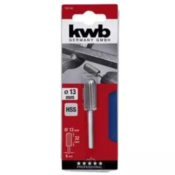 Шарошка по металлу цилиндрическая KWB, 13х32 мм, хвостовик d=6 мм, быстрорежущая сталь HSS