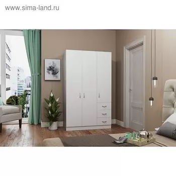 Шкаф распашной трёхстворчатый «Клик Мебель. Лофт», 12005802020 мм, цвет белый