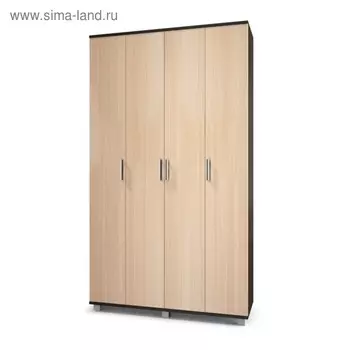Шкаф четырёхстворчатый Карина, 420x1200x2100, Венге/дуб млечный