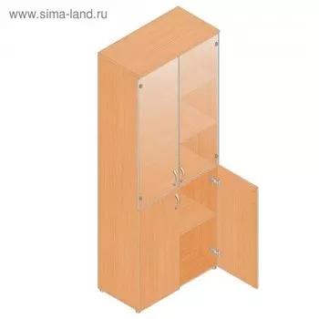 Шкаф для документов, 798х418х1960 мм,прозрачное стекло, бук