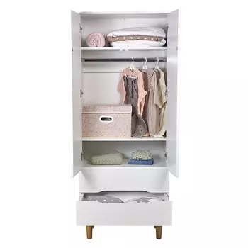 Шкаф двухсекционный Polini kids Simple 3605, с ящиками, белый-дуб каменный
