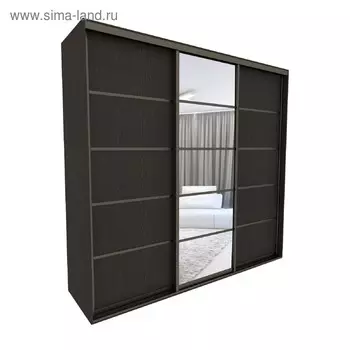 Шкаф-купе «Акцент-Квадро Д», 2400х600х2310 мм, вставки зеркало, ЛДСП, цвет венге