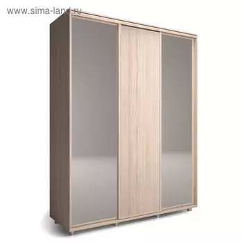 Шкаф-купе Удачный 2 зеркала 2070х600х2300 Ясень Шимо Светлый