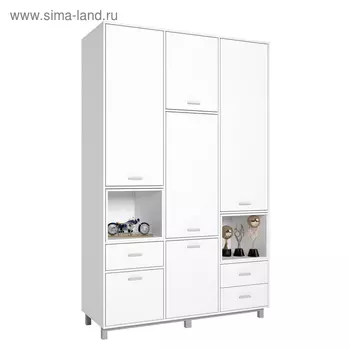 Шкаф трехсекционный Polini kids Mirum 2335, белый/белый