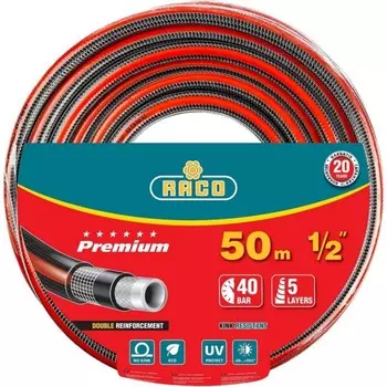 Шланг, ПВХ, d = 12 мм (1/2"), L = 50 м, 40 атм., 5-слойный, армированный, RACO PREMIUM