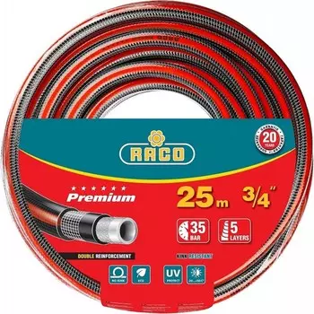Шланг, ПВХ, d = 19 мм (3/4"), L = 25 м, 35 атм., 5-слойный, армированный, RACO PREMIUM