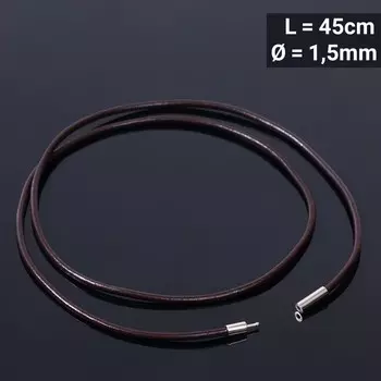 Шнурок кожаный, 45 см, d=1.5 мм, коричневый