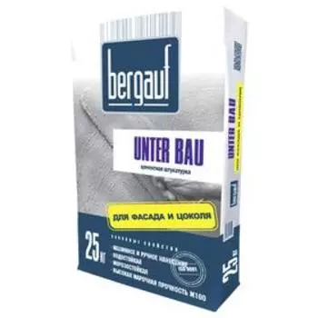 Штукатурка цементная Bergauf Unter Bau, для цоколя и фасадов, 25 кг