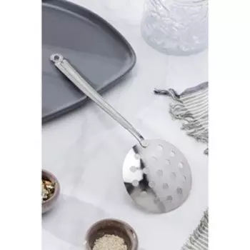 Шумовка с цельнометаллической ручкой, d=9,5 см, длина ручки=23 см, цвет серебряный