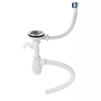 Сифон для мойки ORIO Е-4011, 3 1/2"х40 мм, с отводом, с переливом, с гофрой 40х40 мм