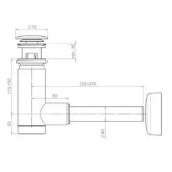 Сифон для раковины PREVEX Easy Clean 1512417, d=40 мм, телескопический, клик-клак золото