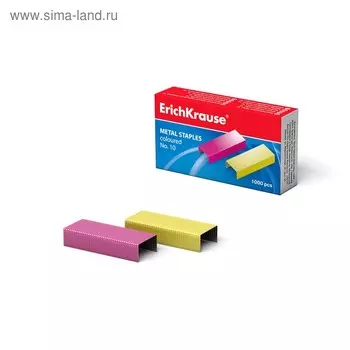 Скобы омеднённые №10, ErichKrause, для степлера, 1000 шт., цветные