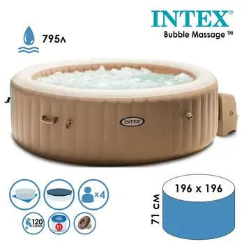 SPA бассейн BUBBLE MASSAGE, 196 х 71 см, 220-240V, от 6 лет, 28426 INTEX