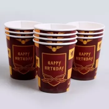 Стакан бумажный Happy Birthday, цвет красный, 250 мл