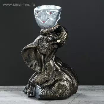 Статуэтка-кашпо "Слон с чашей", бронза, декор, гипс, 18*14*30 см