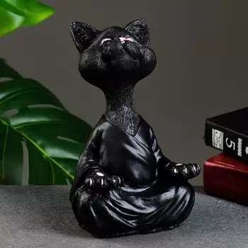 Фигурка полистоун «Кошка йог», чёрная, 11236 см