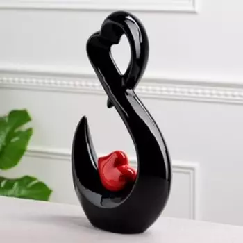 Статуэтка "Сердце", чёрно-красная, керамика, 38 см