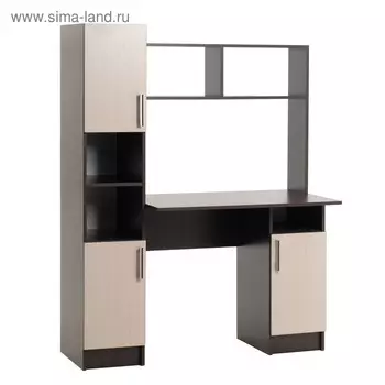 Стол компьютерный «Клик Мебель», 12305701600 мм, с надстройкой, цвет венге/белфорт