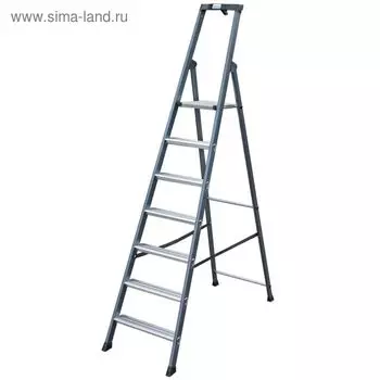 Стремянка KRAUSE MONTO SECURO, оградительная дуга с полкой, широкие ступени, 7 ступеней