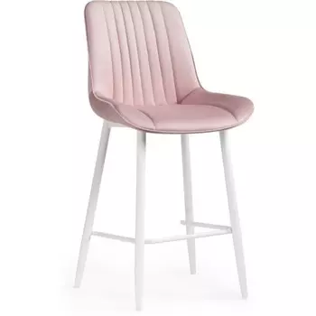Стул барный Седа металл/велюр, белый/розовый 49x57x102 см