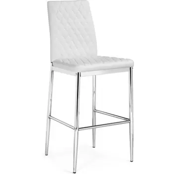 Стул барный Teon металл/экокожа, хром/белый 41x50x100 см