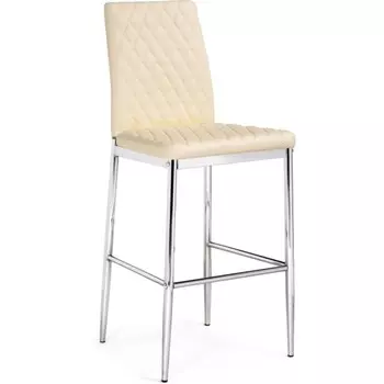 Стул барный Teon металл/экокожа, хром/бежевый 41x50x100 см