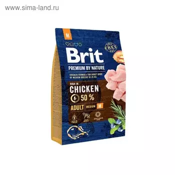 Сухой корм Brit Premium by Nature Adult M для собак, средних пород, 3 кг