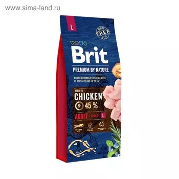 Сухой корм Brit Premium by Nature Adult L для собак крупных пород, 15 кг