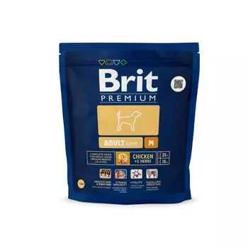 Сухой корм Brit Premium Dog Adult Medium для собак средних пород, курица, 1 кг