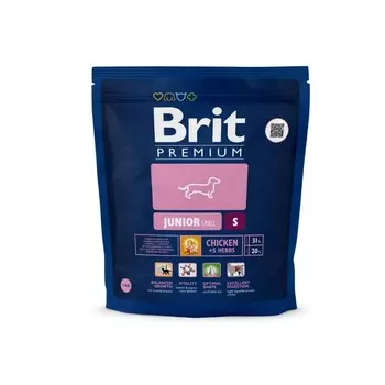 Сухой корм Brit Premium Dog Puppy and Junior Small для щенков и молодых собак, курица, 1 кг 938378