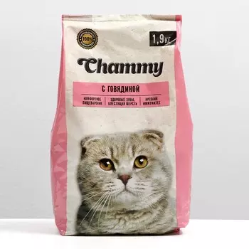 Сухой корм Chammy для кошек, говядина, 1.9 кг