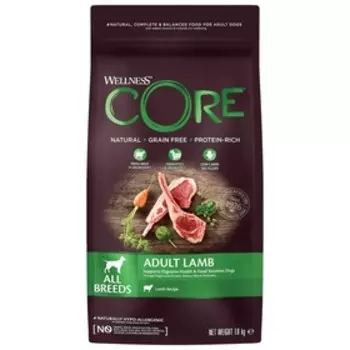 Сухой корм CORE для собак всех пород, ягненок/яблоко, 1,8 кг