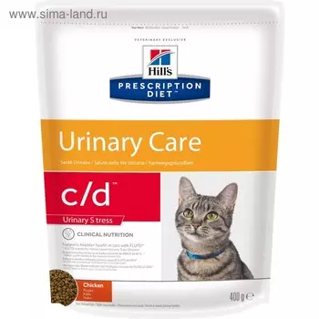 Сухой корм Hill's PD c/d urinary stress для кошек, проф-ка цистита и МКБ, курица, 400г