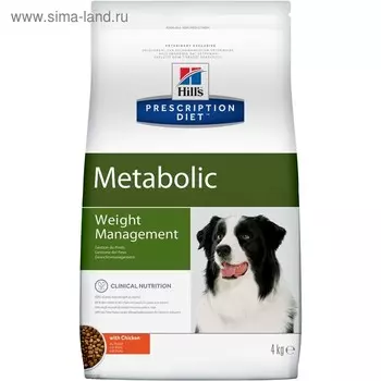 Сухой корм Hill's PD Metabolic для собак, контроль веса, курица, 4 кг