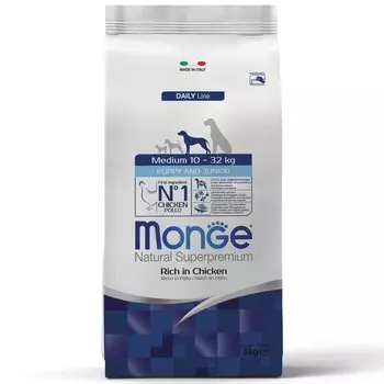 Сухой корм Monge Dog Medium для щенков средних пород, 3 кг.